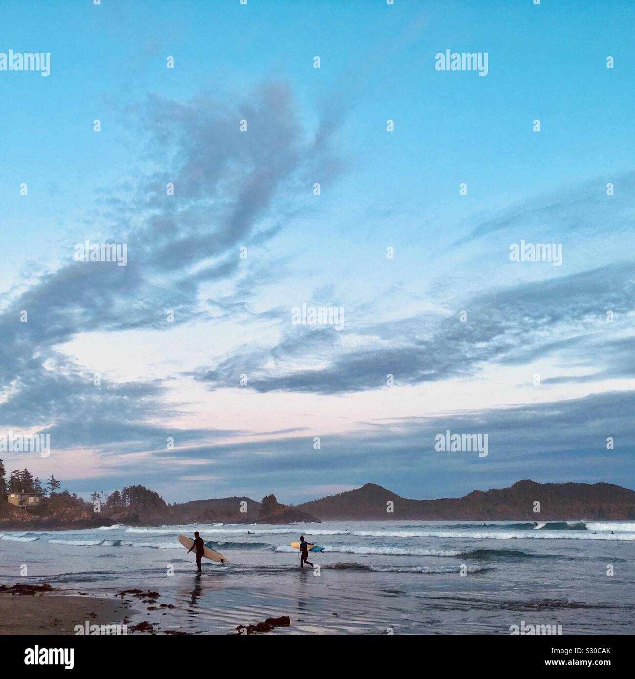 Surfer, Chesterman Beach, Tofino, Kanada Stockfoto