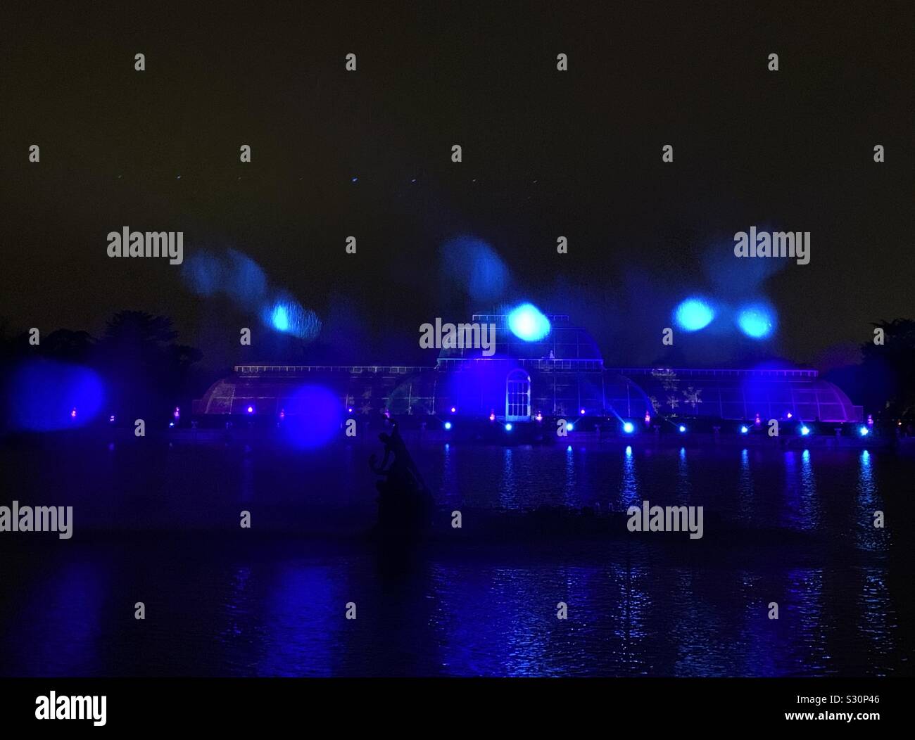 Laser show in Kew Gardens zu Weihnachten Stockfoto
