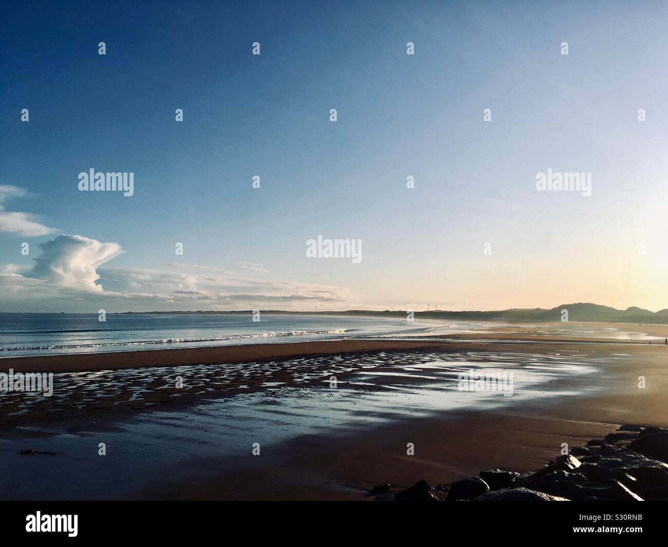 Einsame Fraserburgh Strand, am frühen Morgen im Winter Stockfoto