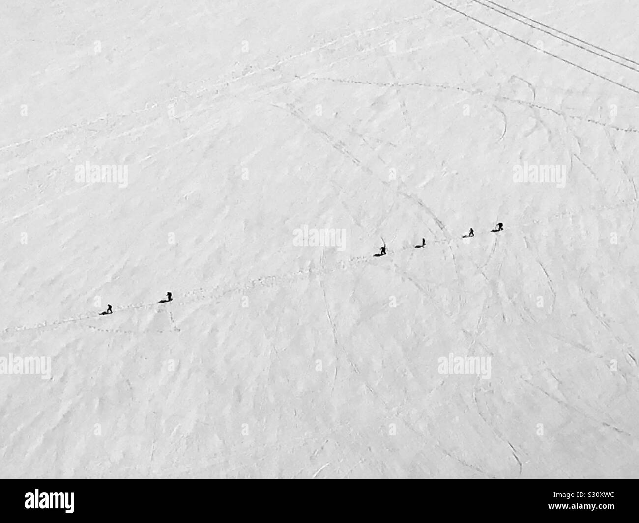 Menschen auf einer Skitour in Chamonix, Frankreich. Stockfoto