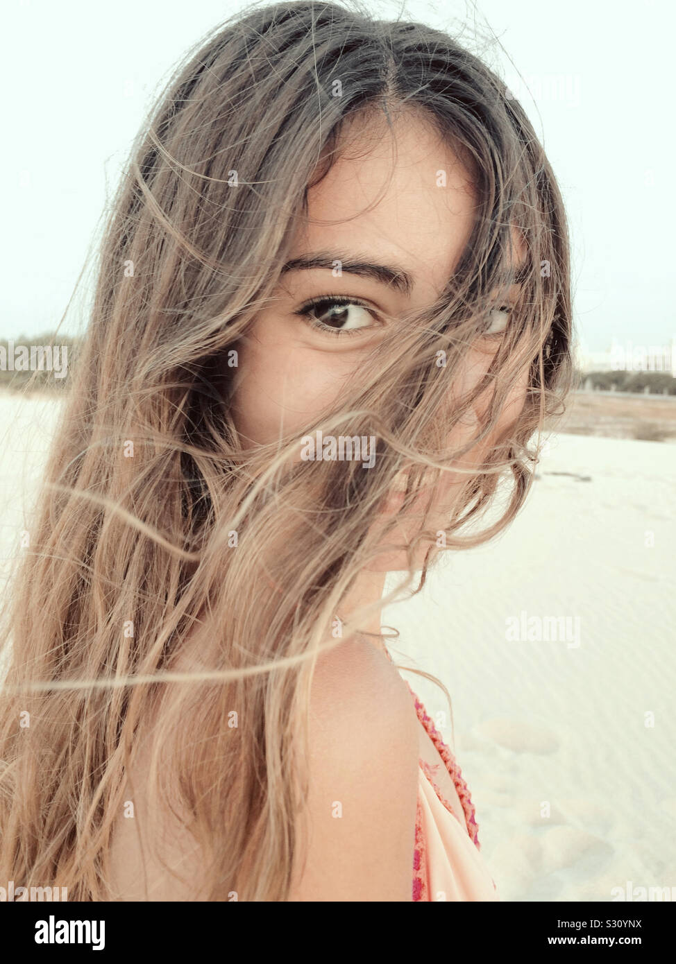 Vintage Bild von Strand Mädchen Stockfoto