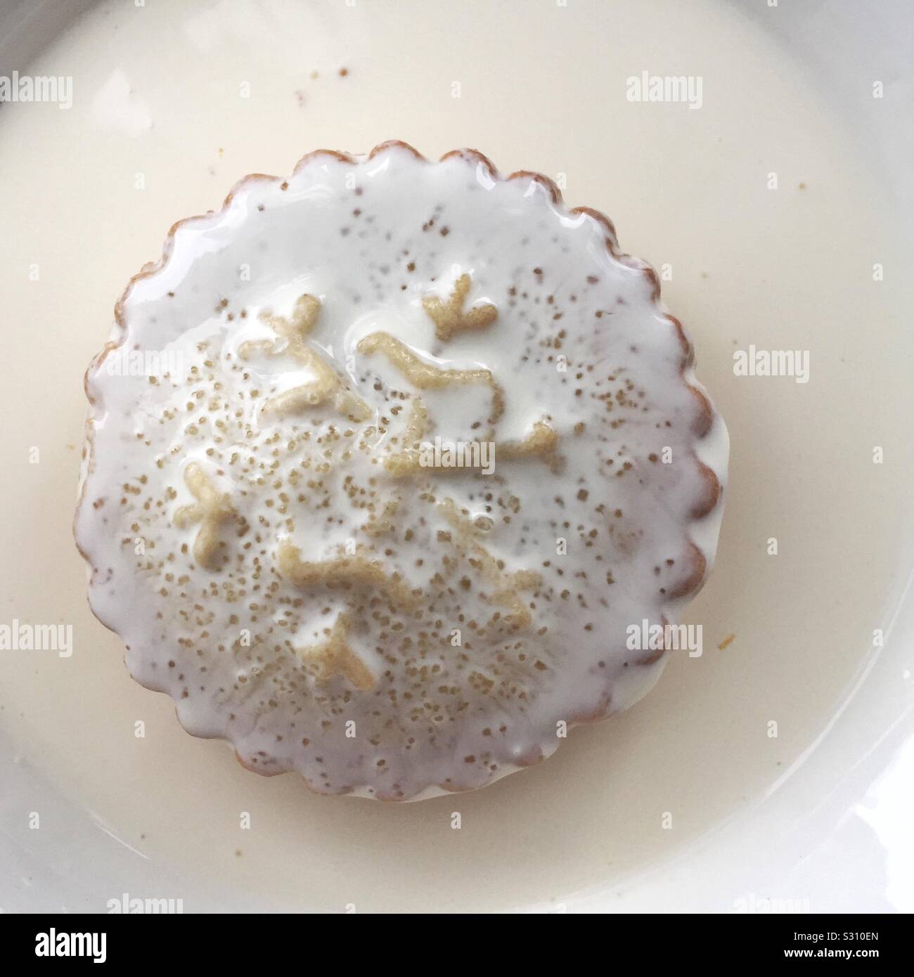 Mince Pie und Creme. - Smartphone-aufgenommenes Stockfoto