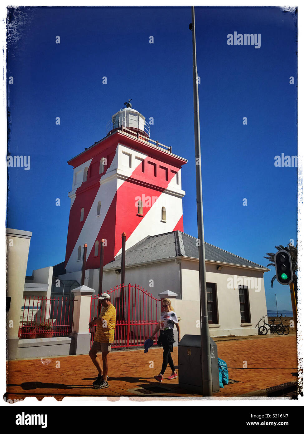 Greenpoint Leuchtturm, Kapstadt, Südafrika. Stockfoto