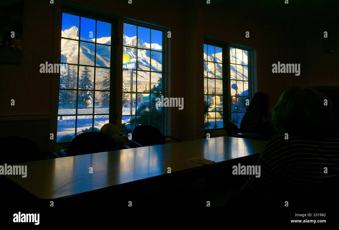 Reisen Canmore, Alberta, Winter Wonderland, kanadische Rockies Stockfoto