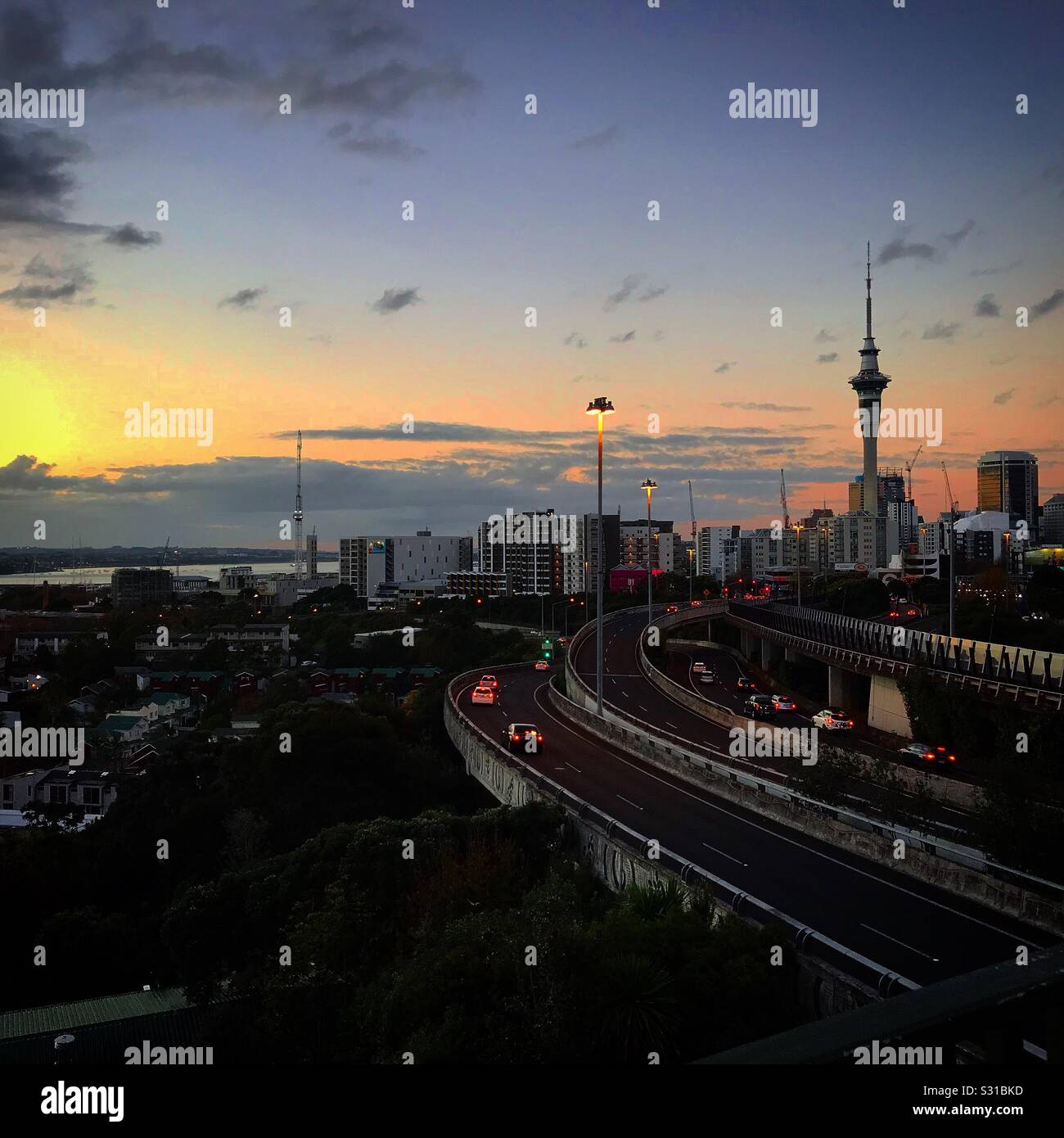 Sonnenuntergang von Auckland, Neuseeland Stockfoto