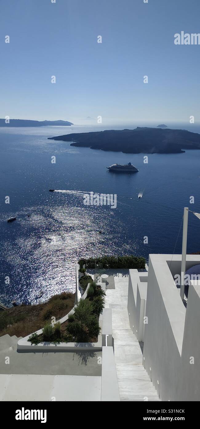 Blau verloren. Santorini vibes Stockfoto