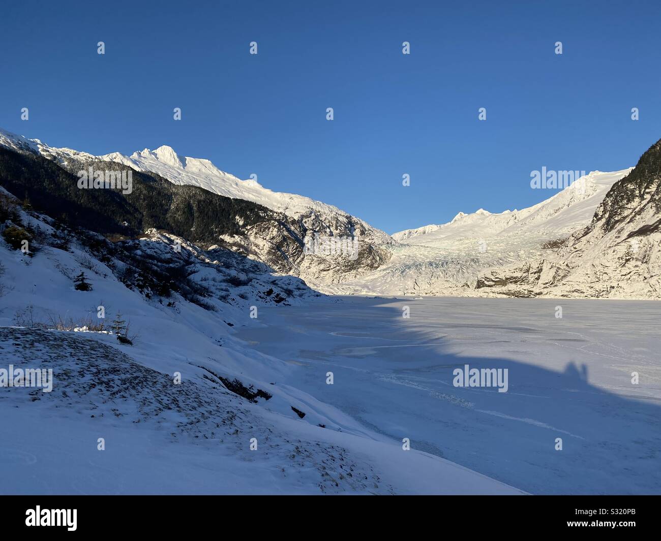 Die Mendenhall Gletscher, Juneau, Alaska. Stockfoto
