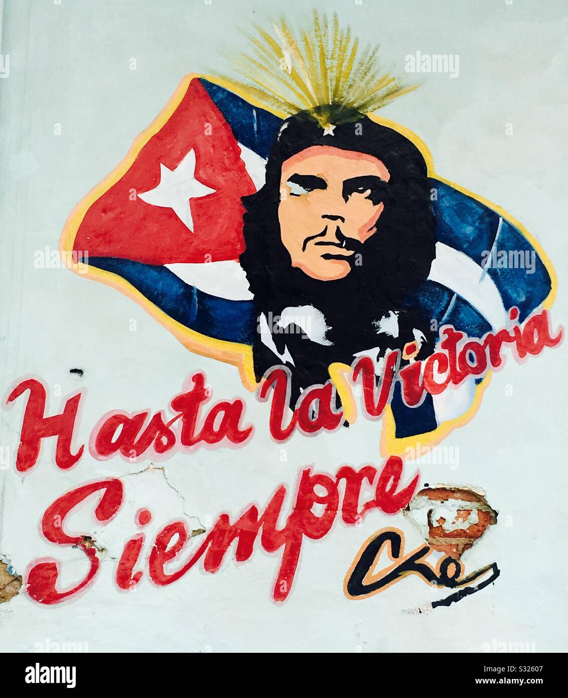 Che Guevara in einer kubanischen nationalistischen Propaganda. Stockfoto