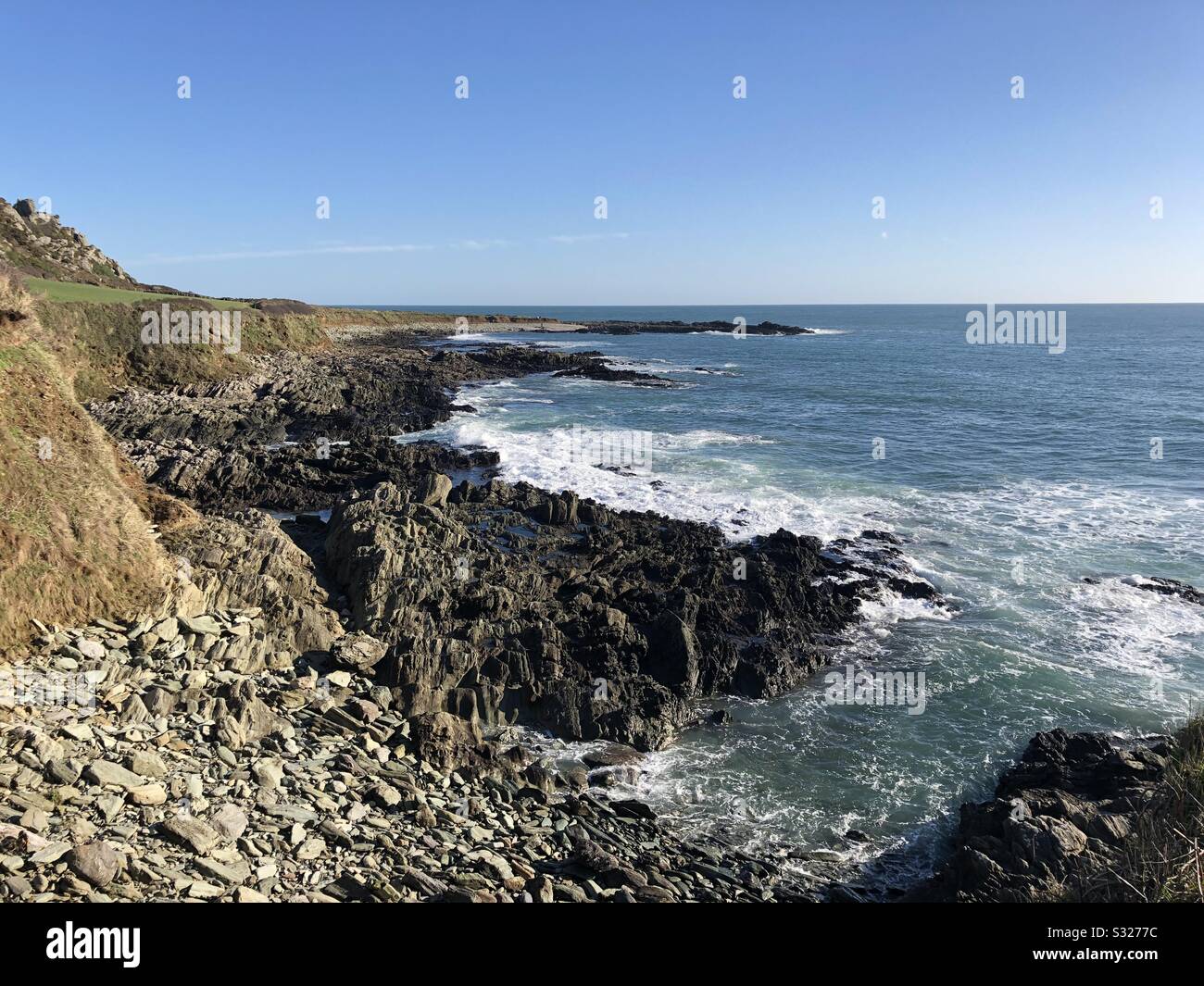 Chivelstone Küstenlinie East Prawle; South Devon Coast - Smartphone-aufgenommenes Stockfoto
