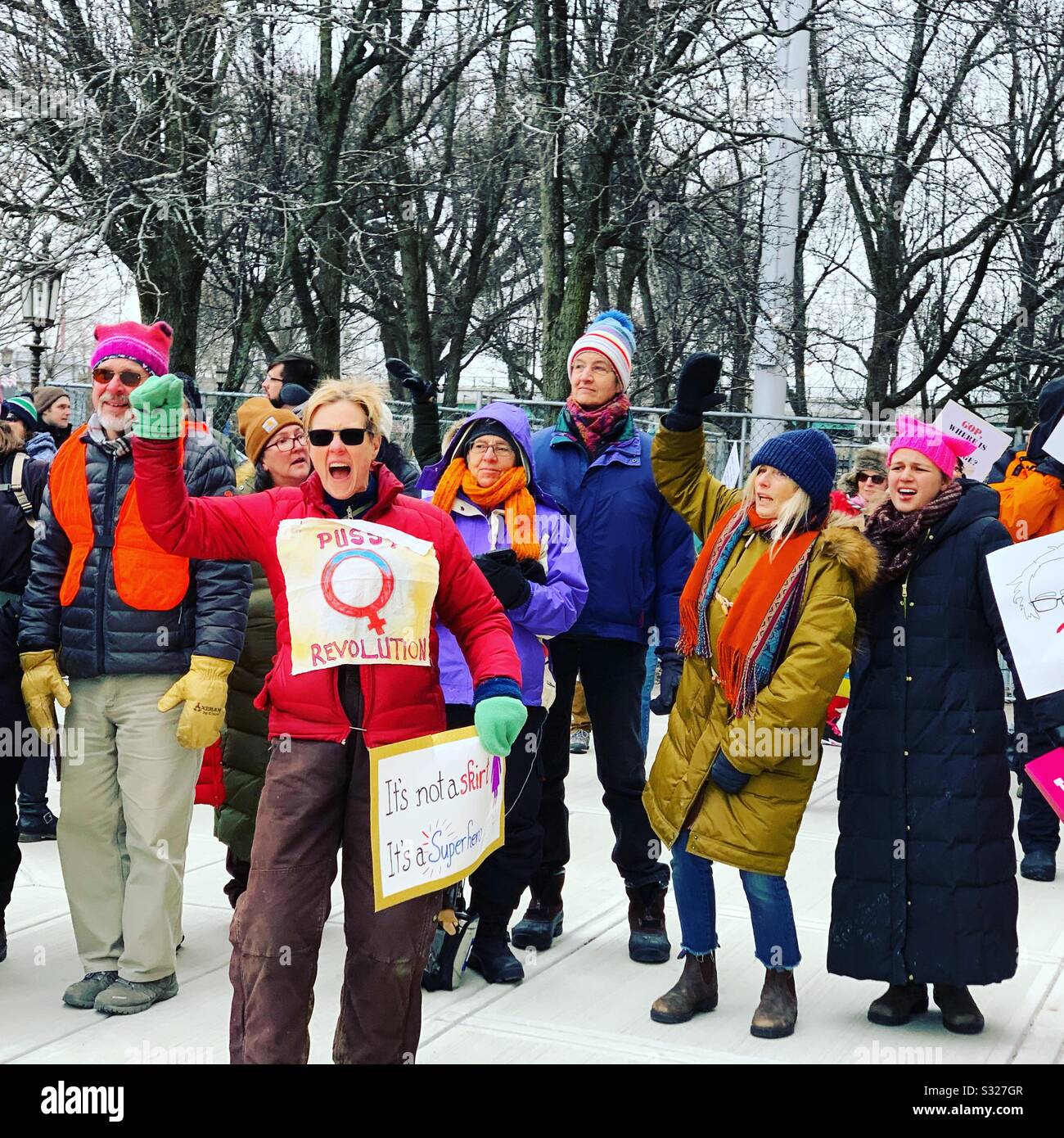 Januar 2020. Pioneer Valley Women's March, Springfield, Massachusetts, Vereinigte Staaten. Stockfoto