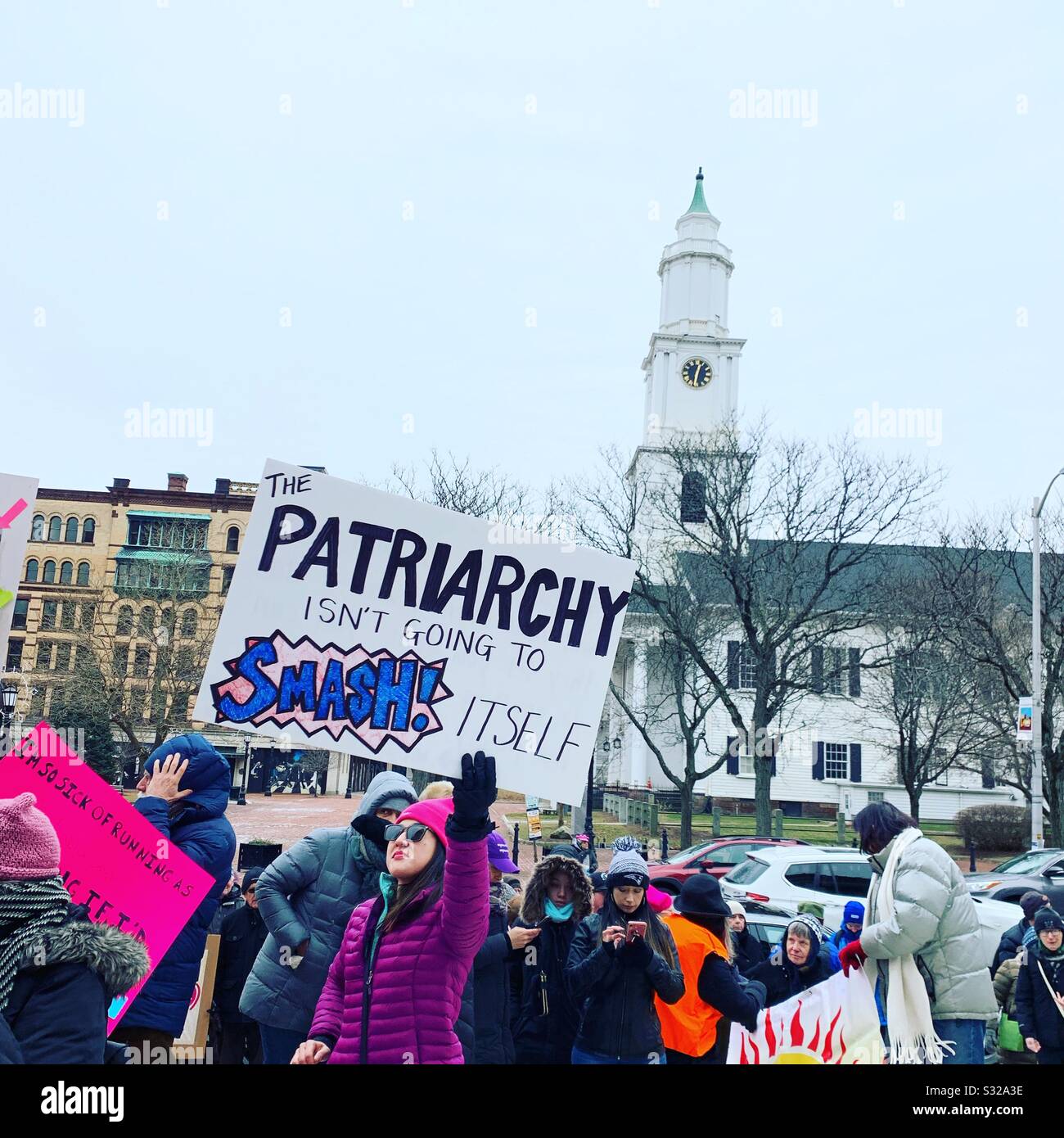 Januar 2020. Pioneer Valley Women's March, Springfield, Massachusetts, Vereinigte Staaten. Stockfoto