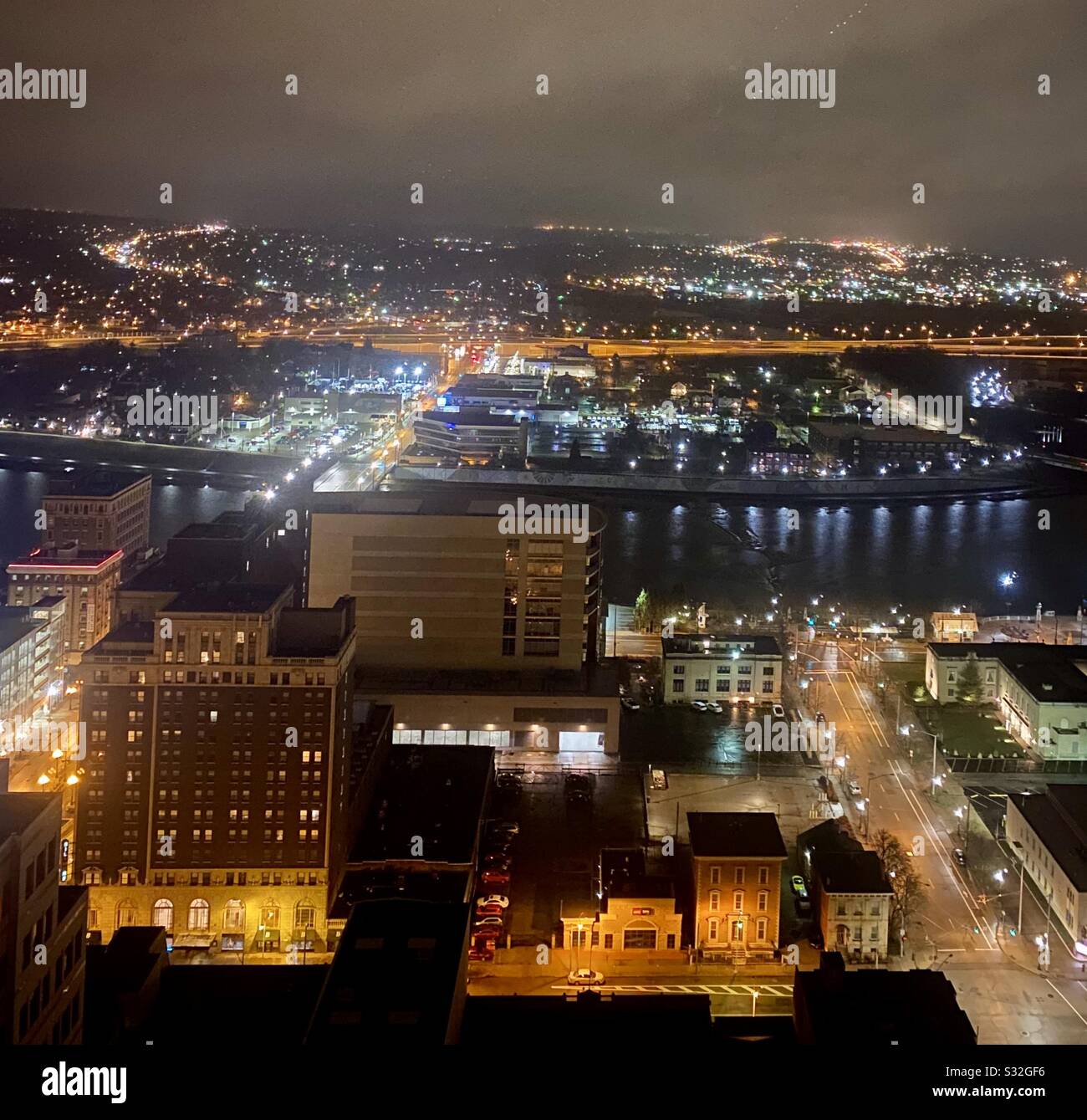 Blick auf die Innenstadt von Dayton, Ohio Stockfoto