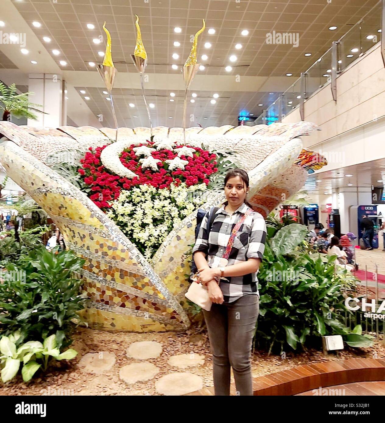 Changi Airport - Smartphone-aufgenommenes Stockfoto