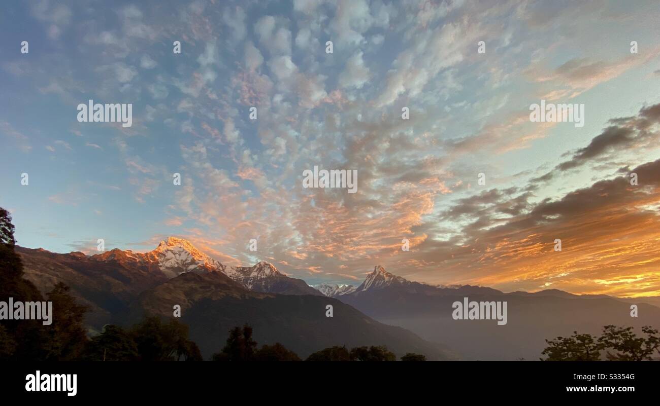 Nepal Mountain Sunrise Stockfoto