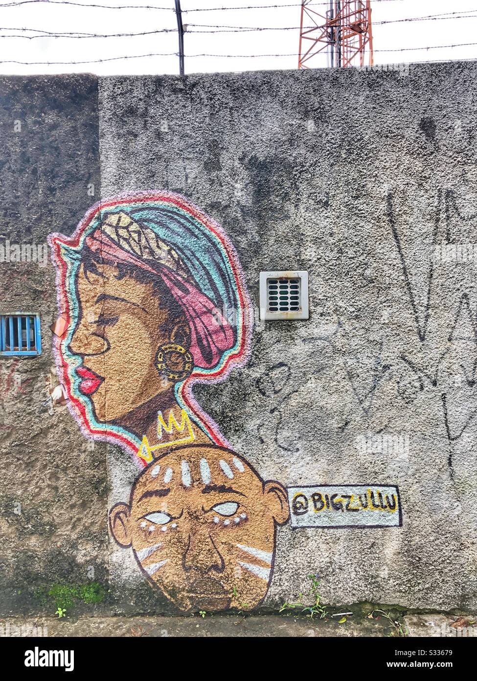 Straßenkunst in Guarulhos, Brasilien. - Smartphone-aufgenommenes Stockfoto