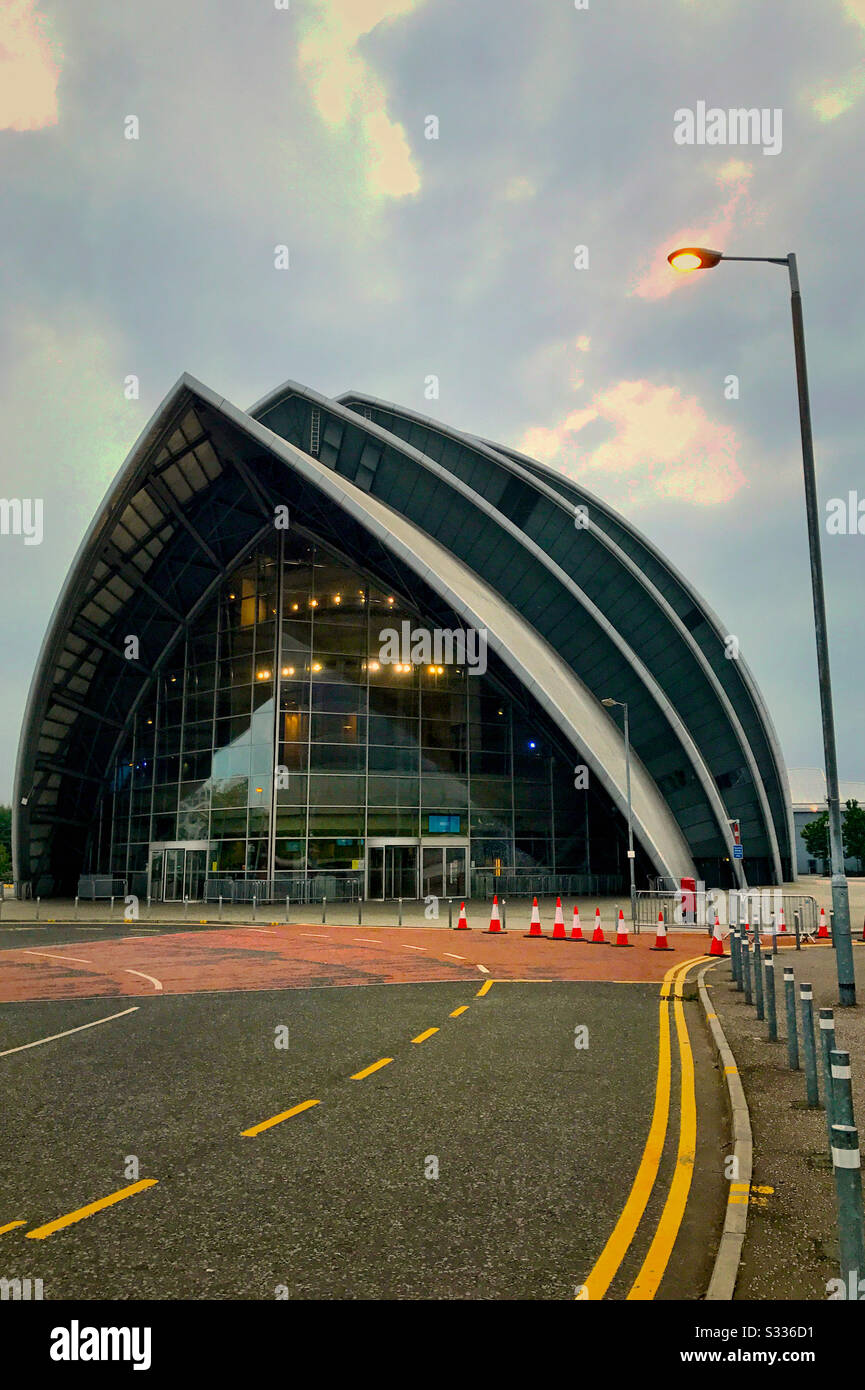 Clyde Auditorium (Armadillo) Teil des Scottish Event Campus am Fluss Clyde in Glasgow, Schottland. Stockfoto