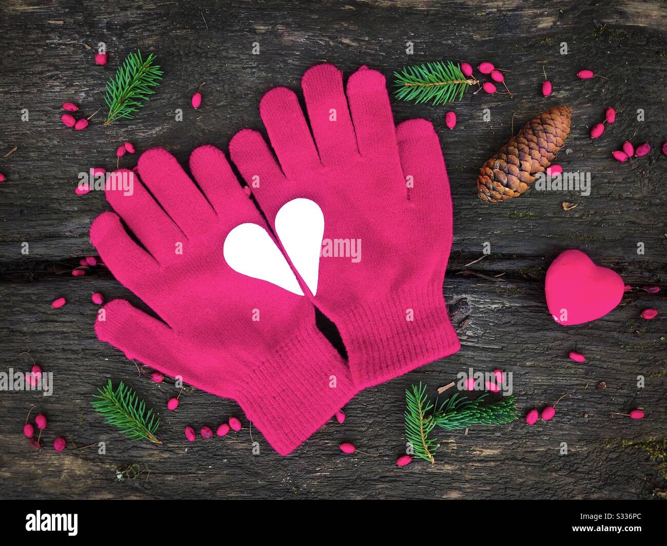 Valentinstag flaches Laiendekoration Stockfoto