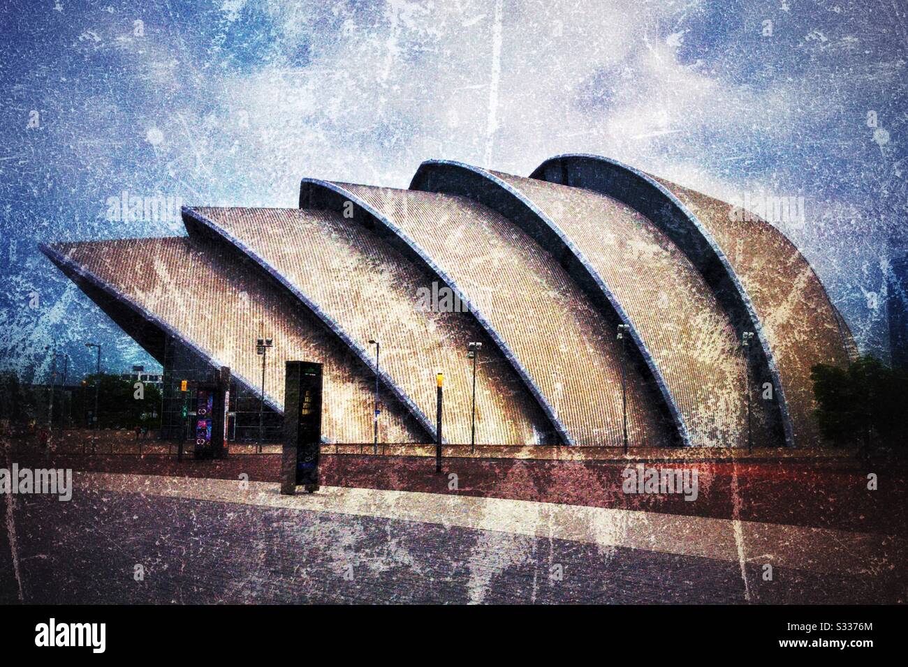 Clyde Auditorium (Armadillo) am Fluss Clyde in Glasgow, Schottland. Stockfoto
