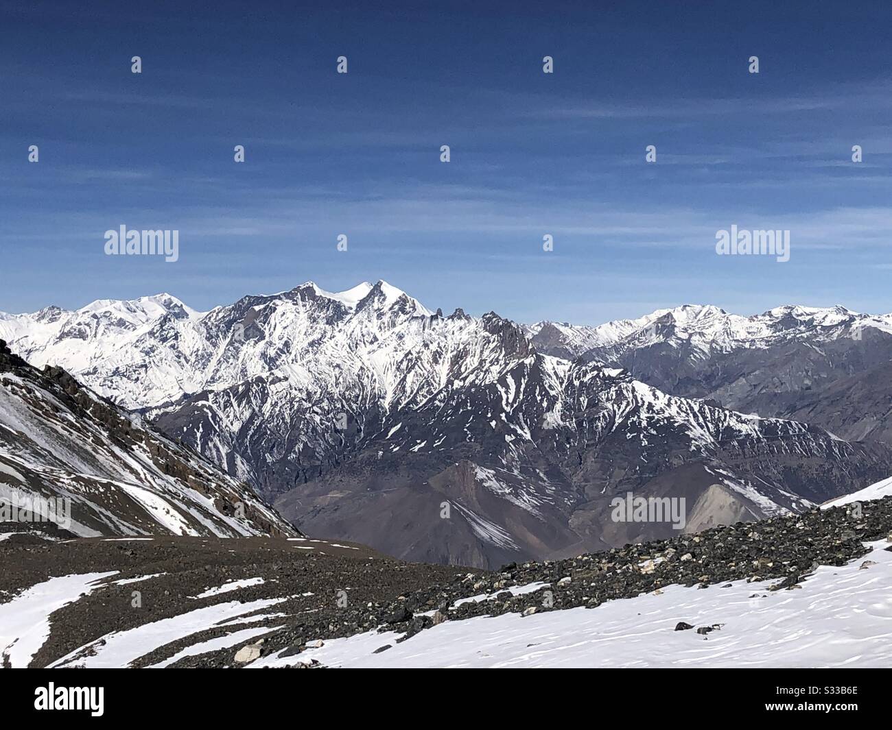 Gebirgszug in der Annapurna Region, Nepal. Stockfoto