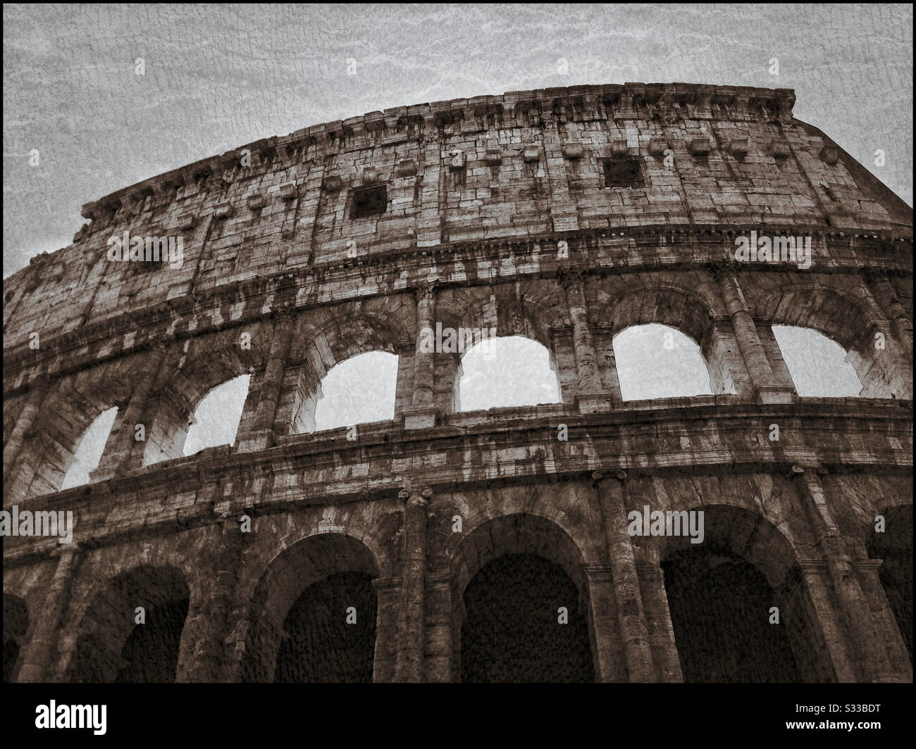 Ein Retro-Effekt-Bild des weltberühmten Kolosseum in Rom, Italien. Fotoreport - © COLIN HOSKINS. - Smartphone-aufgenommenes Stockfoto