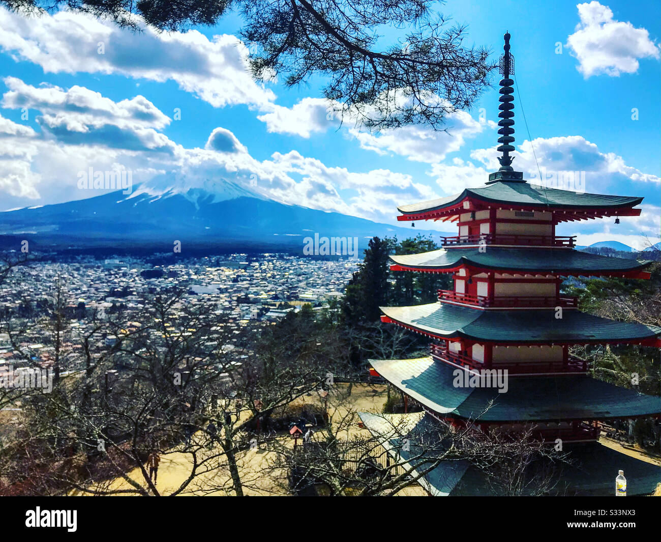 Winter 2020 mit Fuji san Stockfoto