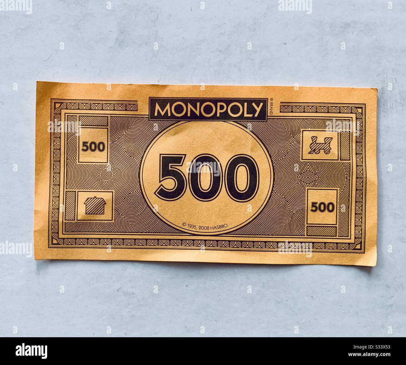 Monopolspielgeld - fünfhundert Dollar Stockfoto