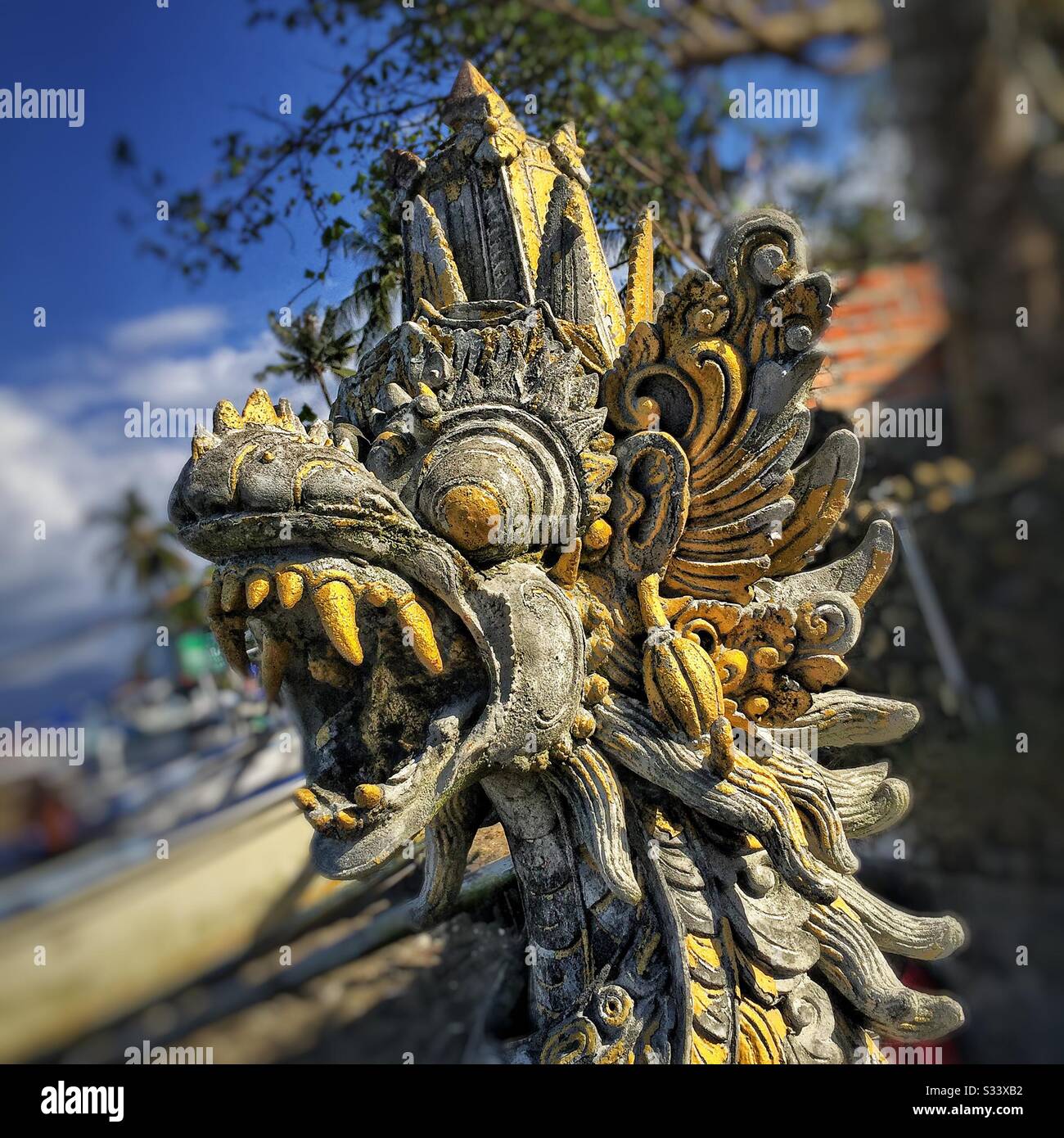 Balinesisches Fabelwesen, Candidasa Beach, Bali, Indonesien Stockfoto
