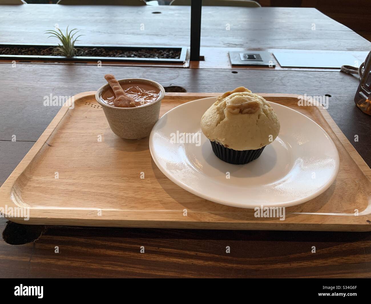 Cupcake, Pudding, Teeset, leichte Speisen Stockfoto