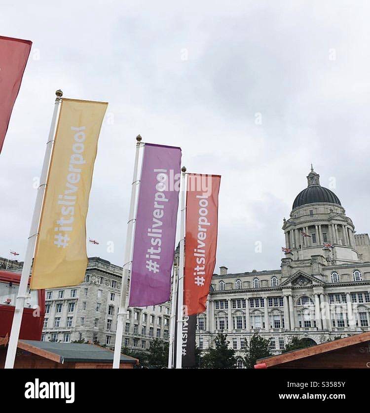 Seine liverpool Flagge im Liverpool Museum Stockfoto