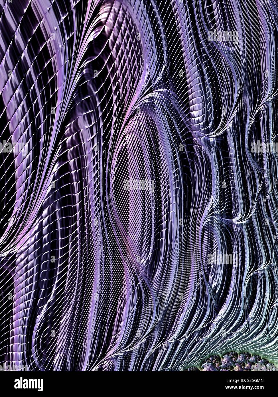 Abstrakte Kunst Digitale Kunst Fraktale Kunst 3d Kunst Design Farben Schattierungen Lavendel Blau Schwarz Vertikales Design Texturen Linien Kurven Faden Wie Nahaufnahme Hintergrund Stockfotografie Alamy