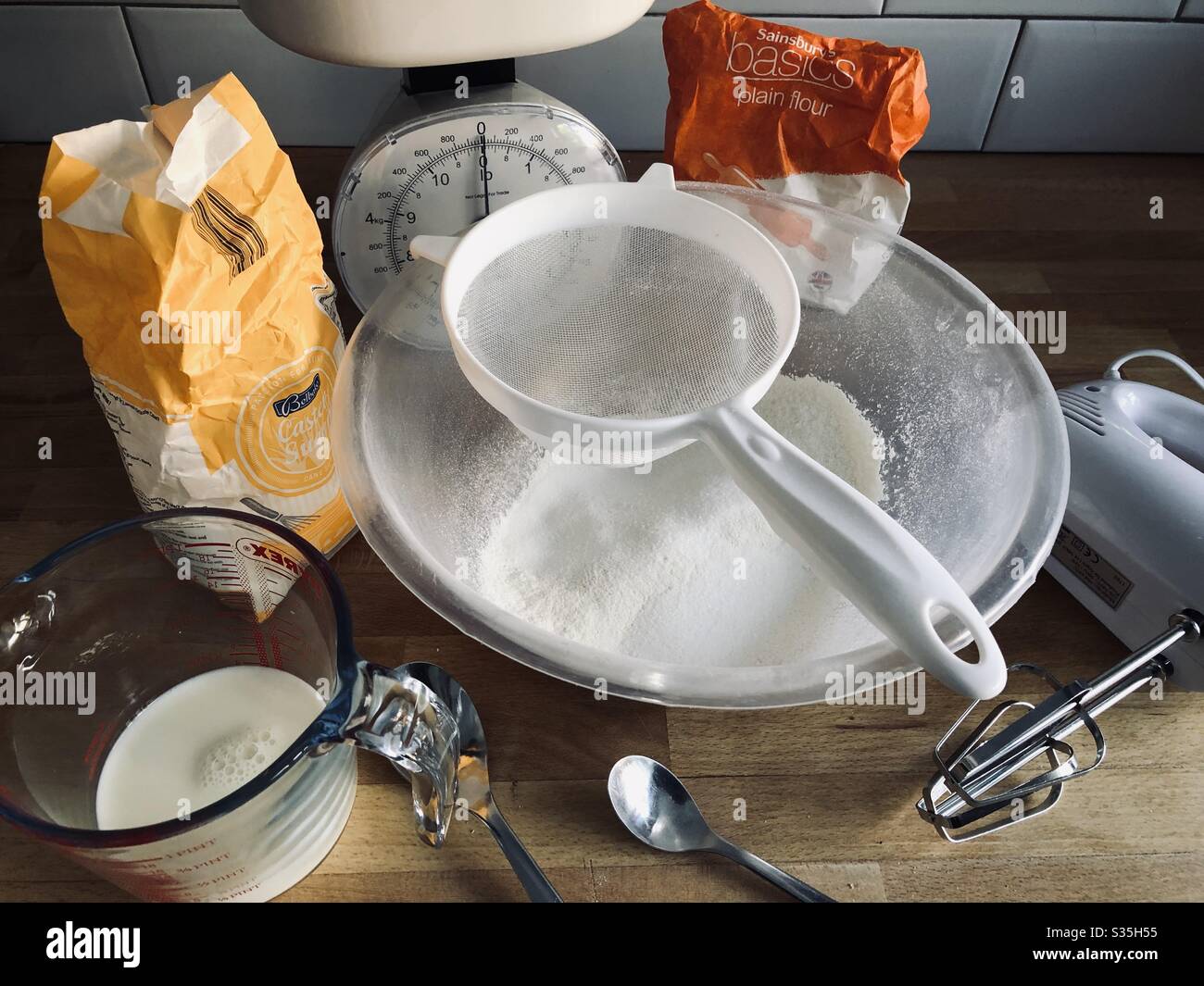 Pfannkuchen zubereiten Stockfoto