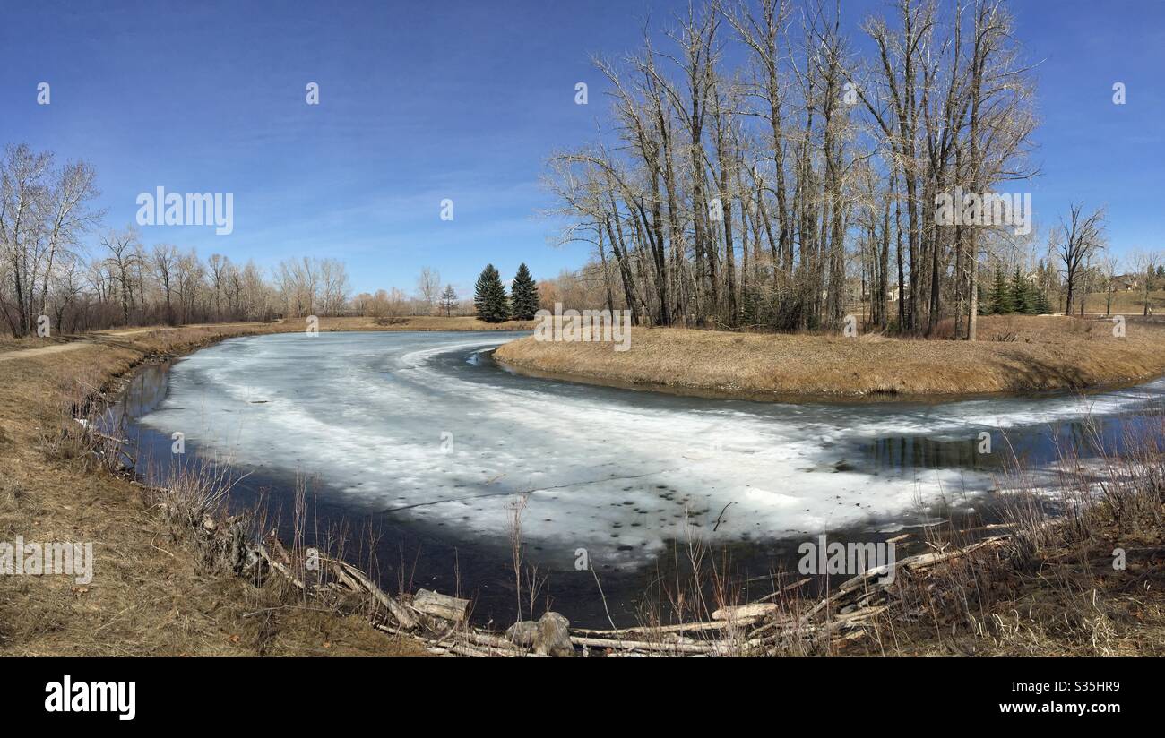 Carburn Park, Calgary, Alberta, Kanada, Lagune , Stockfoto