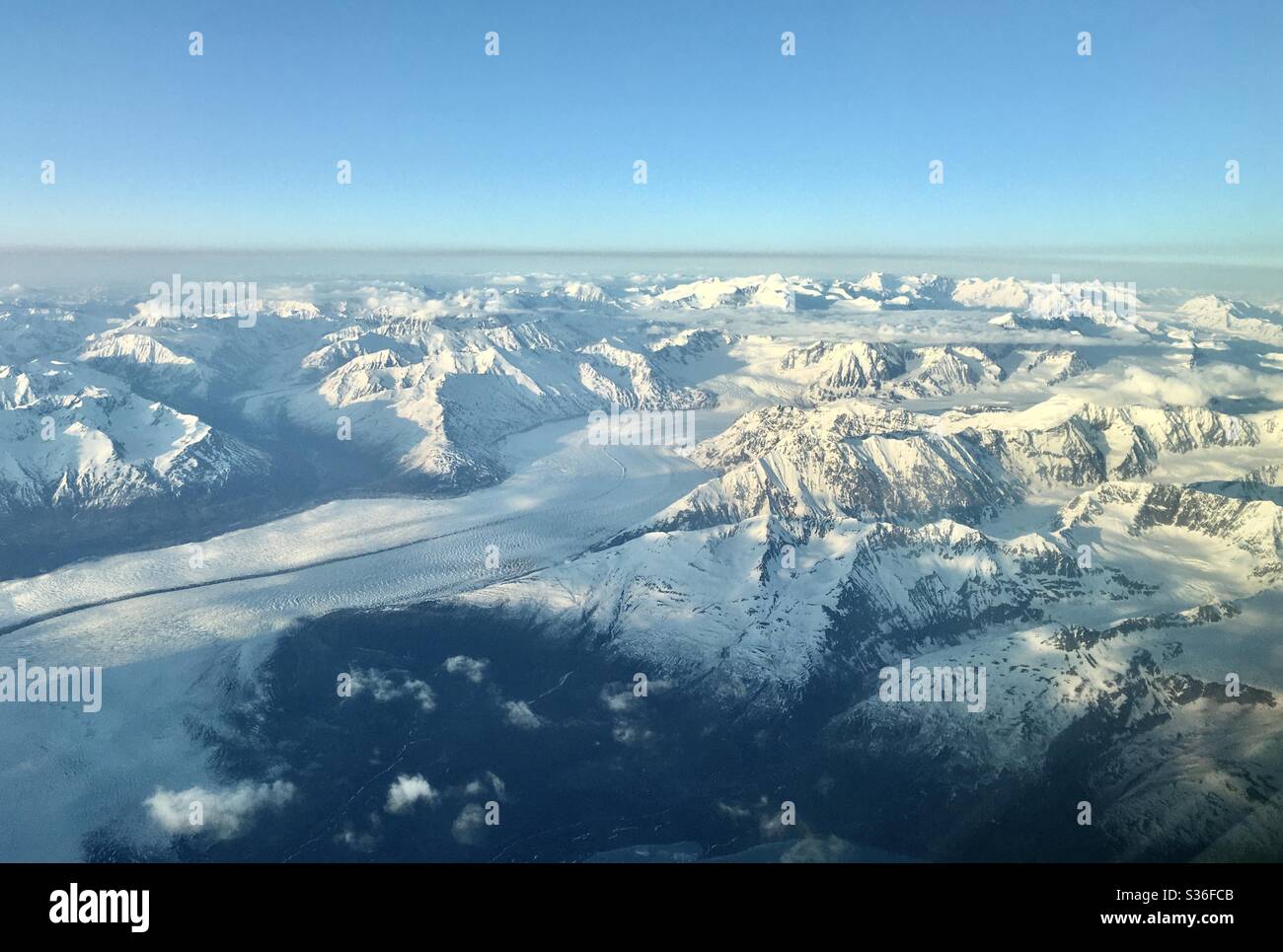 Luftbild des Matanuska Gletschers nördlich von Anchorage Alaska. - Smartphone-aufgenommenes Stockfoto