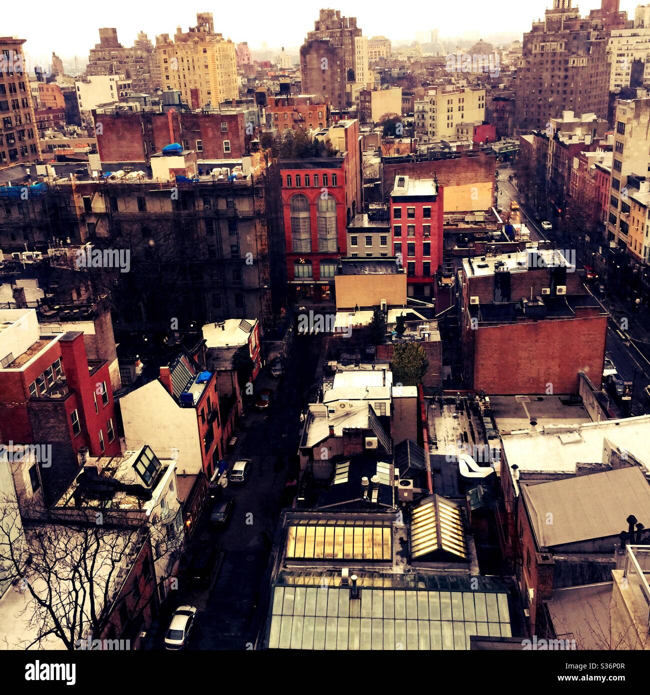 Luftaufnahme von Greenwich Village, New York City, USA - Smartphone-aufgenommenes Stockfoto