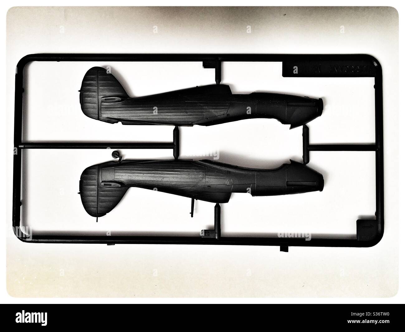 Hawker Hurricane 1/72 Modellflugzeug - Smartphone-aufgenommenes Stockfoto