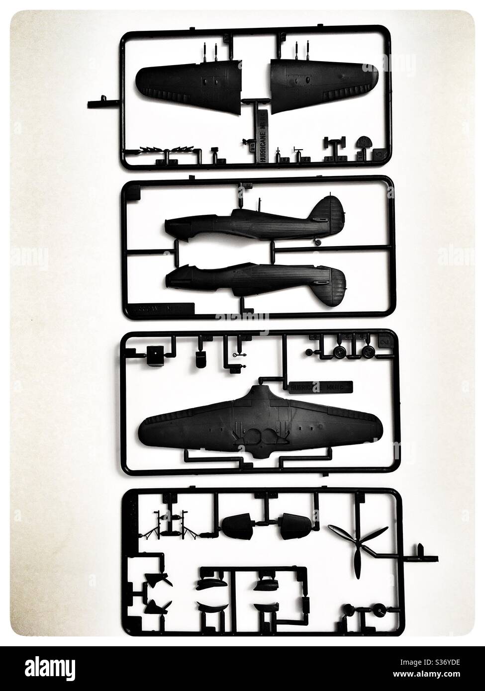 Hawker Hurricane Kunststoff-Modellbausatz - Smartphone-aufgenommenes Stockfoto