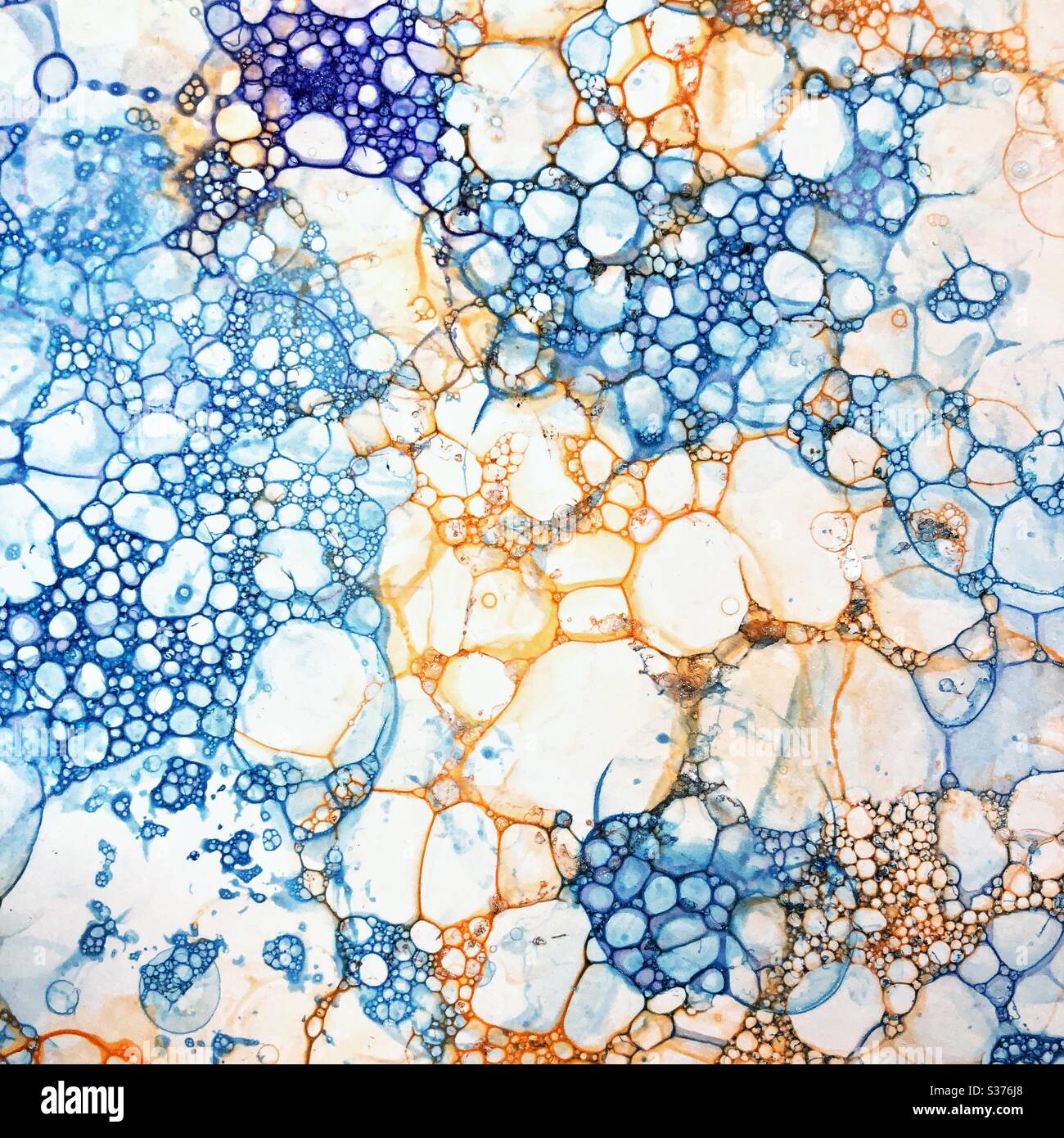 Seifenblase und Lebensmittel Färbung Blase drucken abstrakten Hintergrund Stockfoto