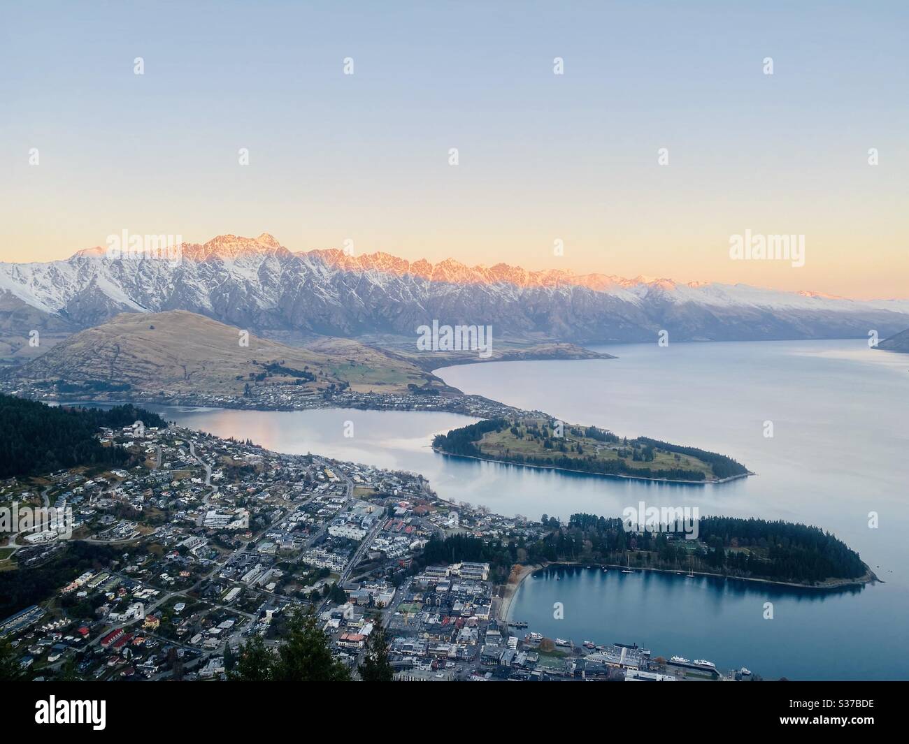 Queenstown Neuseeland - Sonnenuntergang - Smartphone-aufgenommenes Stockfoto