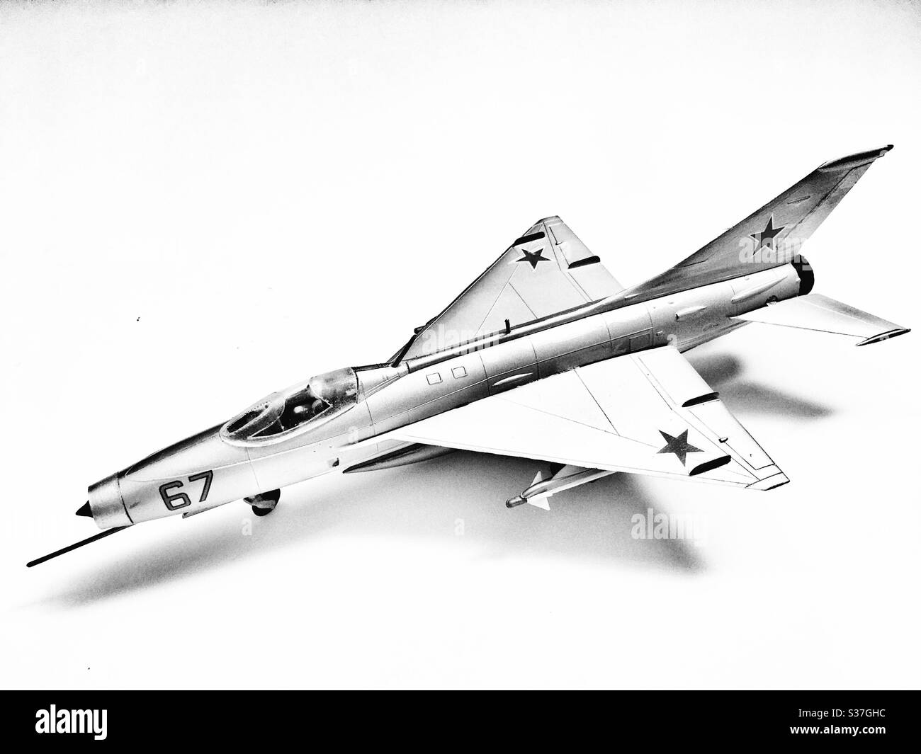 MiG 21 Fishbed Modellflugzeug im Maßstab 1:1/72 Stockfoto