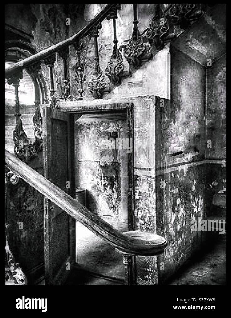 Die alte Treppe am Bahnhof Peckham Rye. Stockfoto