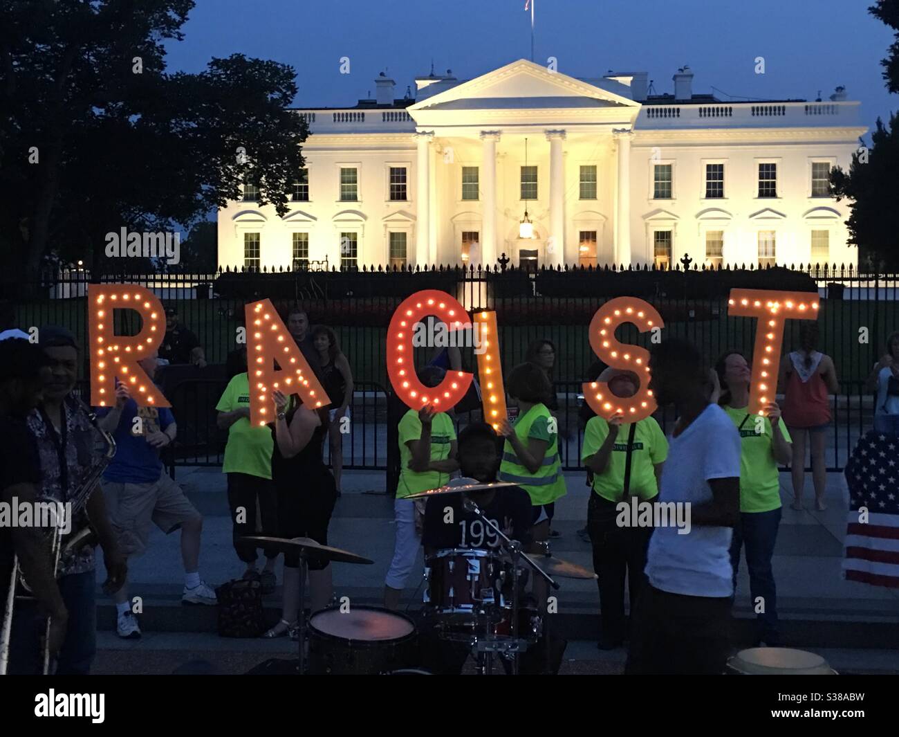 Proteste im Weißen Haus und friedliche soziale Unruhen Stockfoto