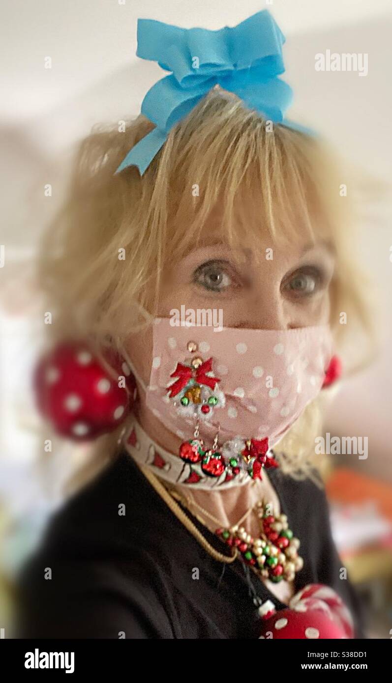 Übungen für Schutzmaske für Weihnachten. Stockfoto