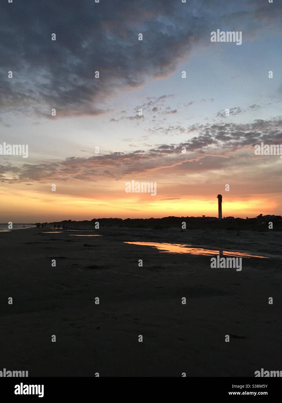 Sullivan’s Island bei Sonnenuntergang Stockfoto