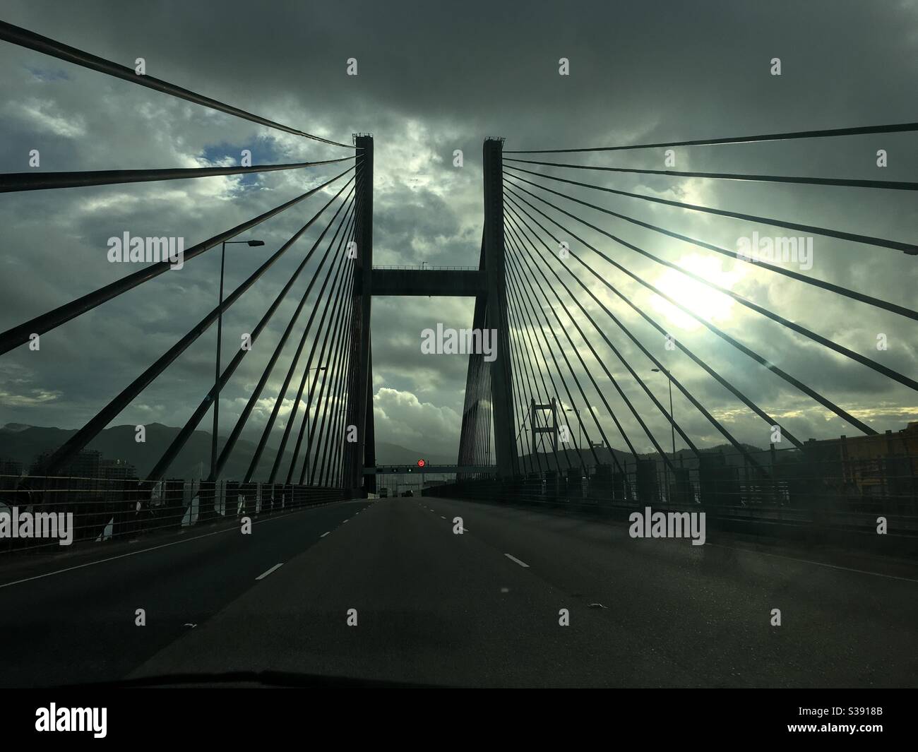 Tsing Ma Brücke in Hongkong. Stockfoto