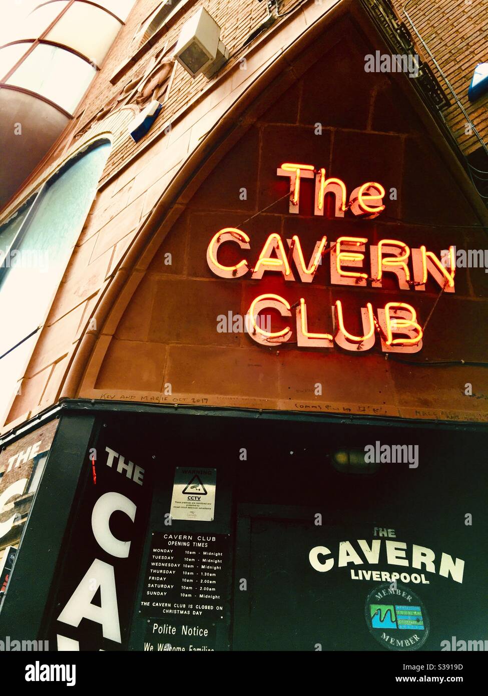 Eintritt zum berühmten Cavern Club. Liverpool, Großbritannien Stockfoto