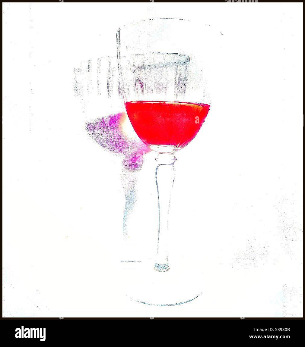 Ein Glas Rotwein. - Smartphone-aufgenommenes Stockfoto