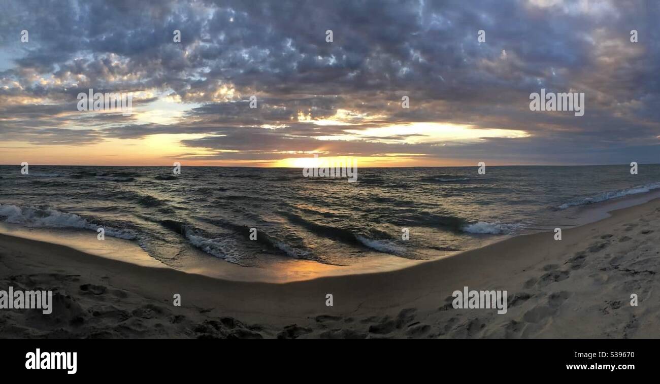 Lake Michigan Strand Sonnenuntergang Stockfoto