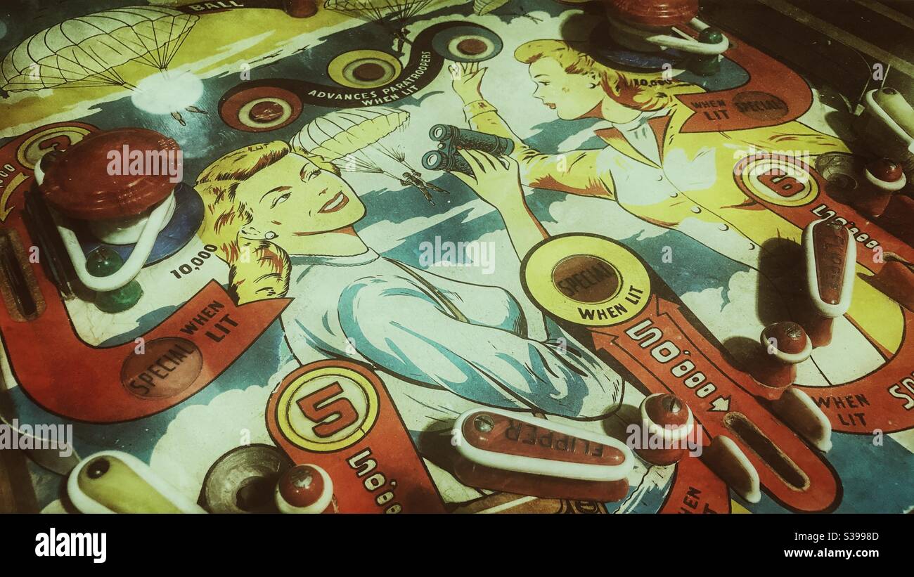 Vintage Flippermaschinen-Grafiken Stockfoto