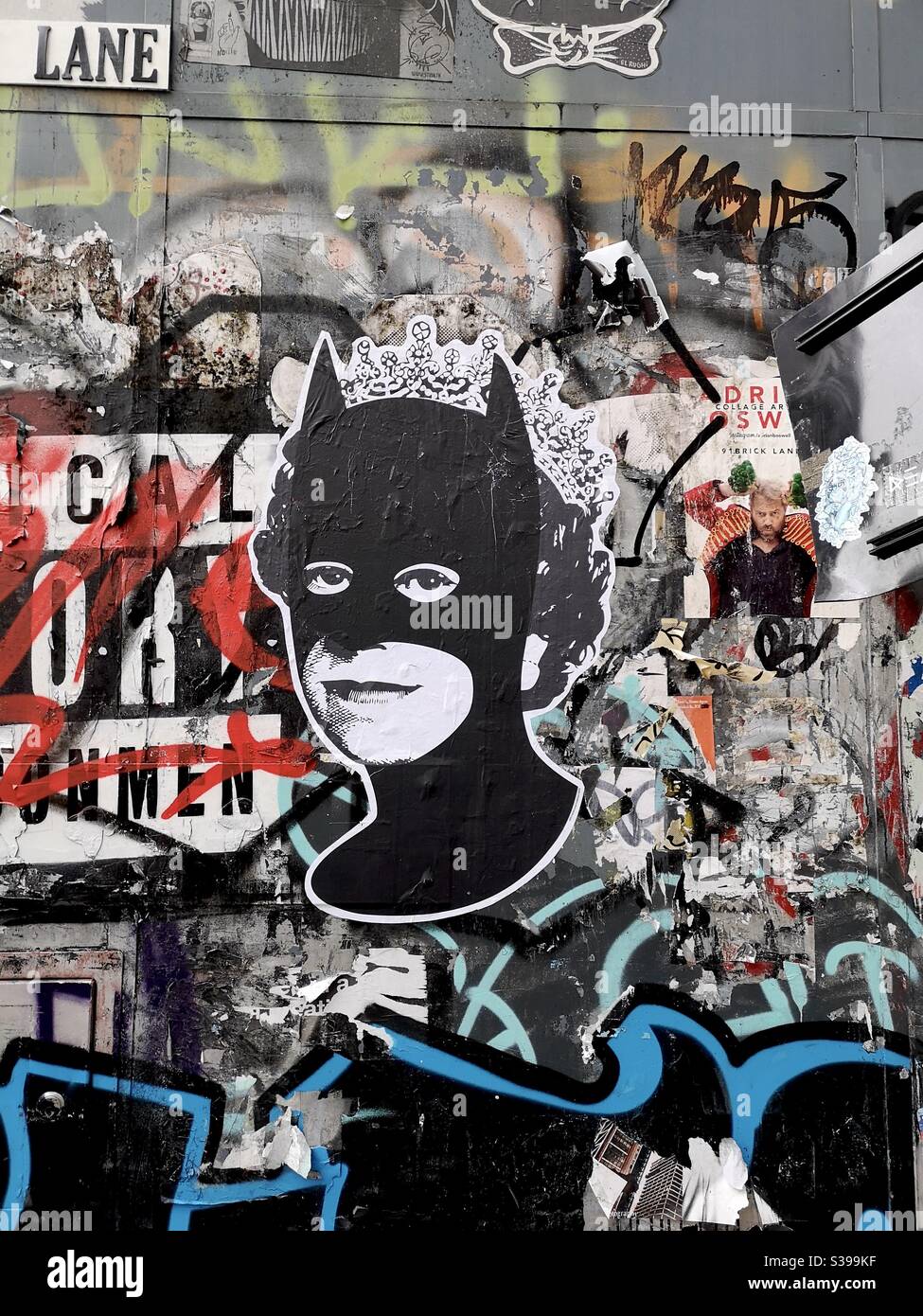 Heath Kane Street Art London / Batman Queen Stockfoto