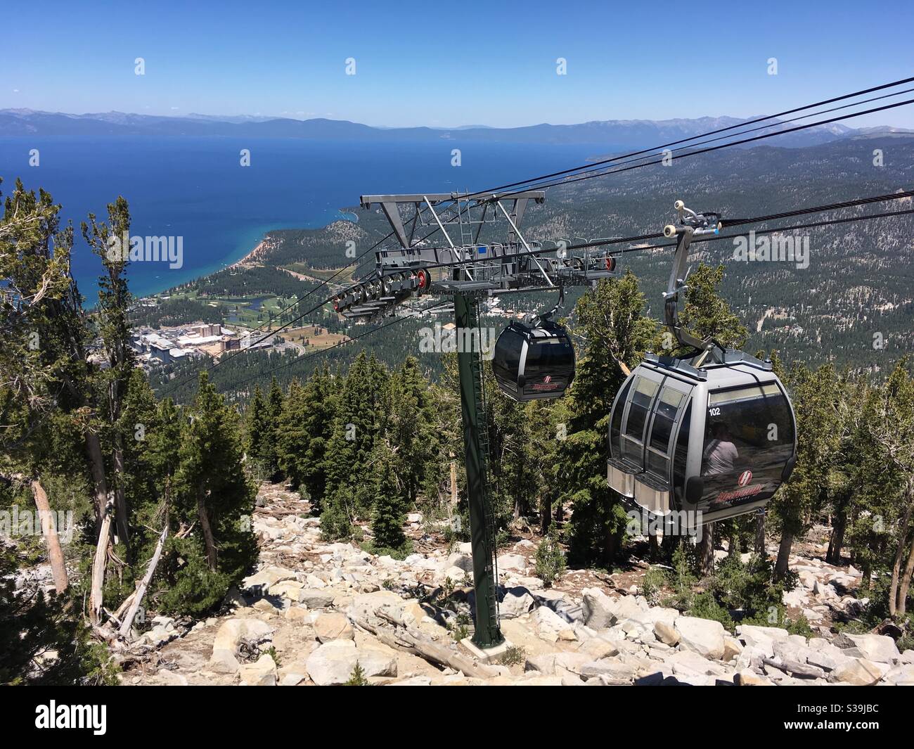 Cable Cars am Lake Tahoe Stockfoto